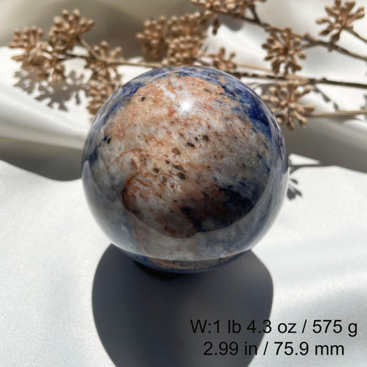 Sodalite Sphere Natural Crystal Blue Marbled 575 g