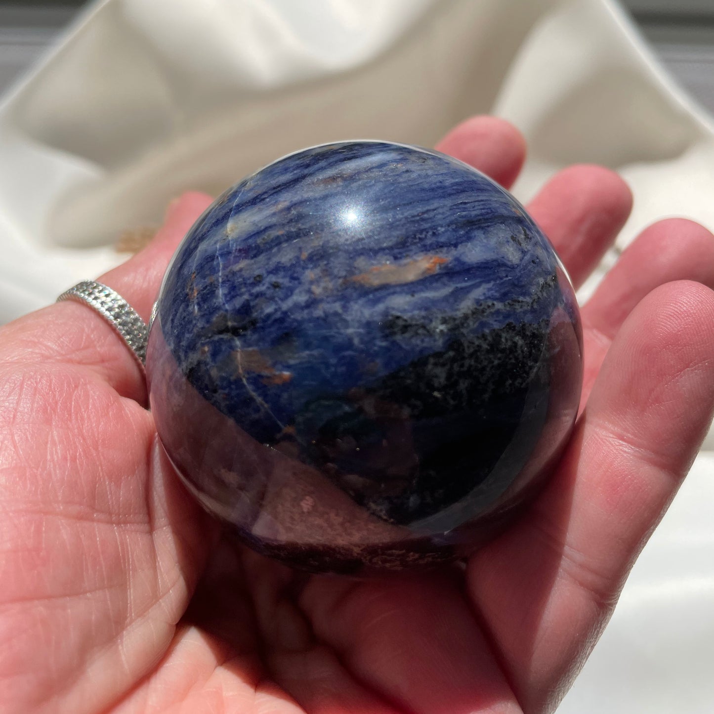Sodalite Sphere Natural Crystal Blue Marbled 2.33 inches