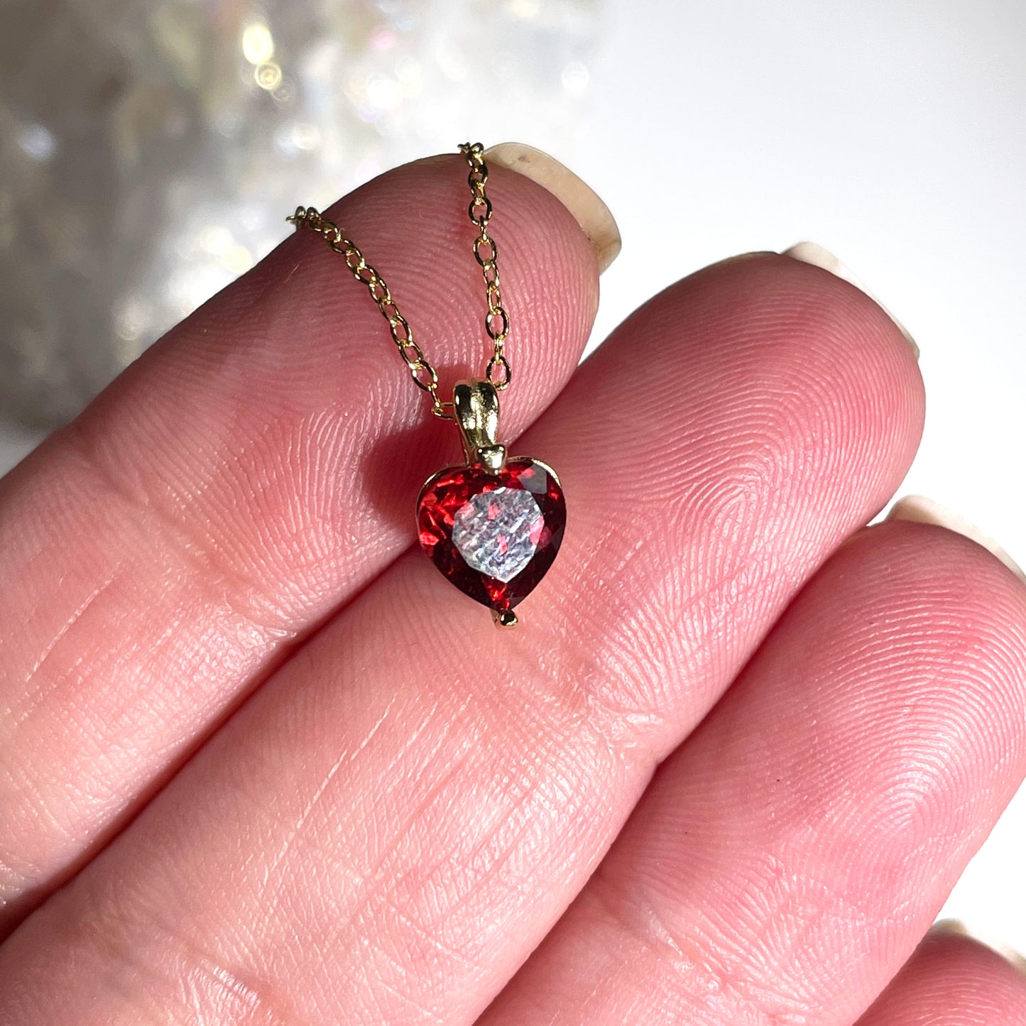 Red Garnet Silver Plated Necklace