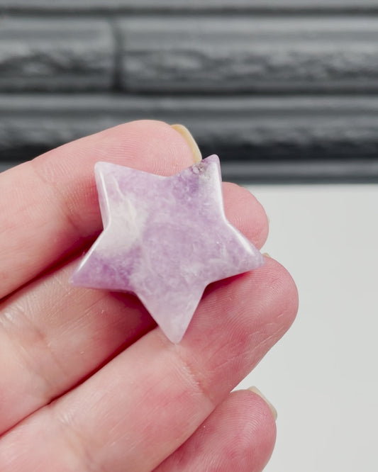 Two Lepidolite Star Natural Crystal 30 mm