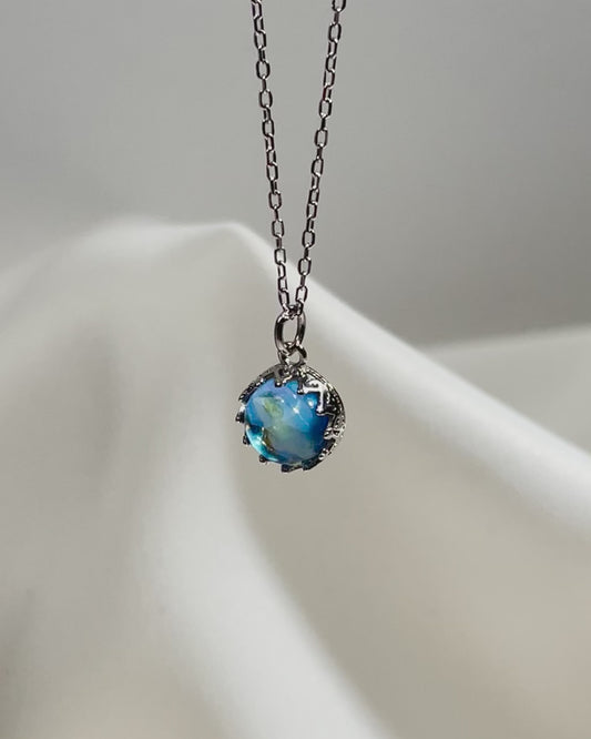 Blue Moonstone Crown Silver 925 Necklace