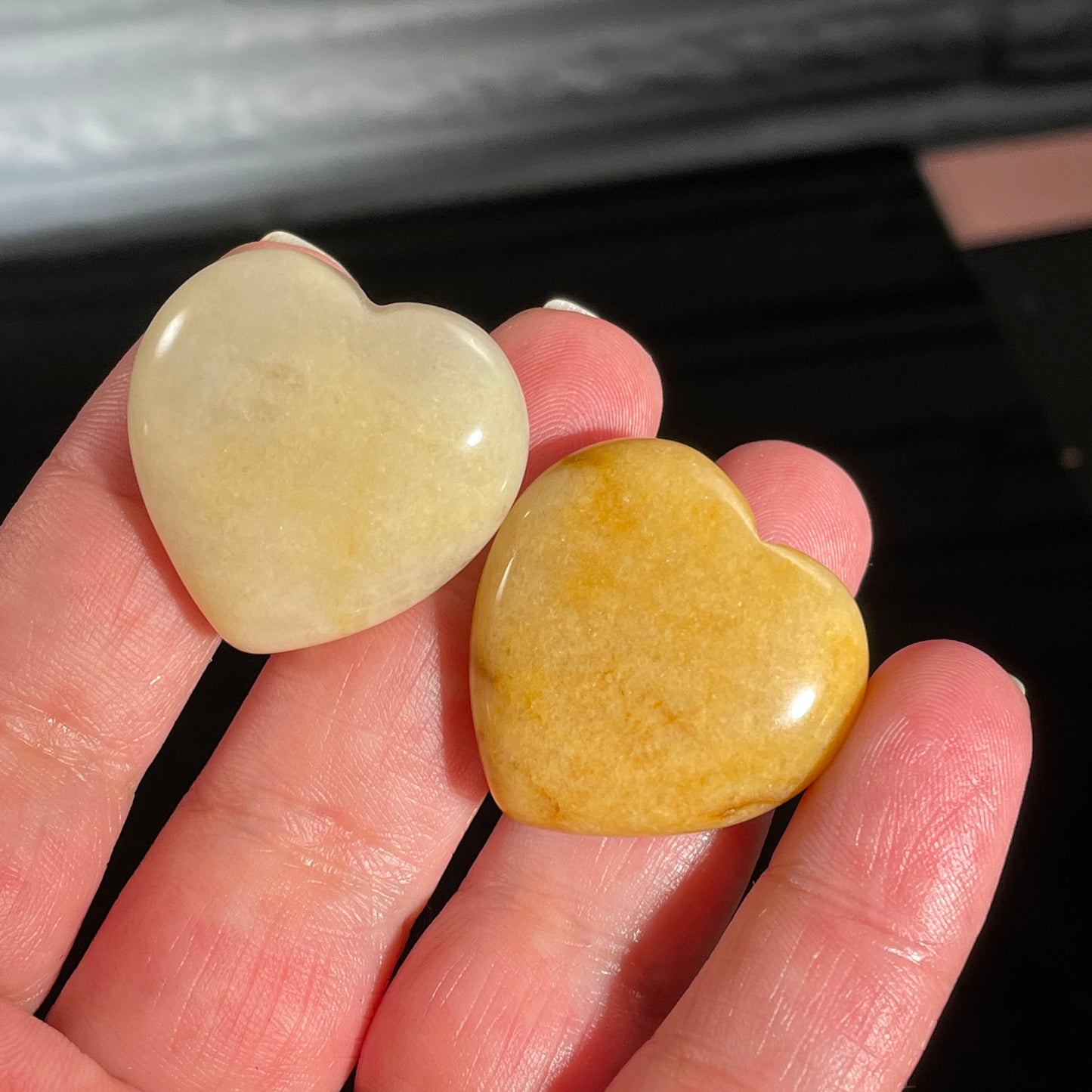 Yellow Topaz Heart Two Natural Crystal 30 mm