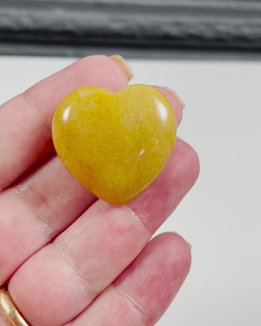 Yellow Topaz Heart Two Natural Crystal 30 mm