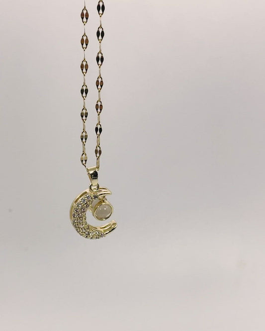 Gold Moon Necklace Stainless Steel