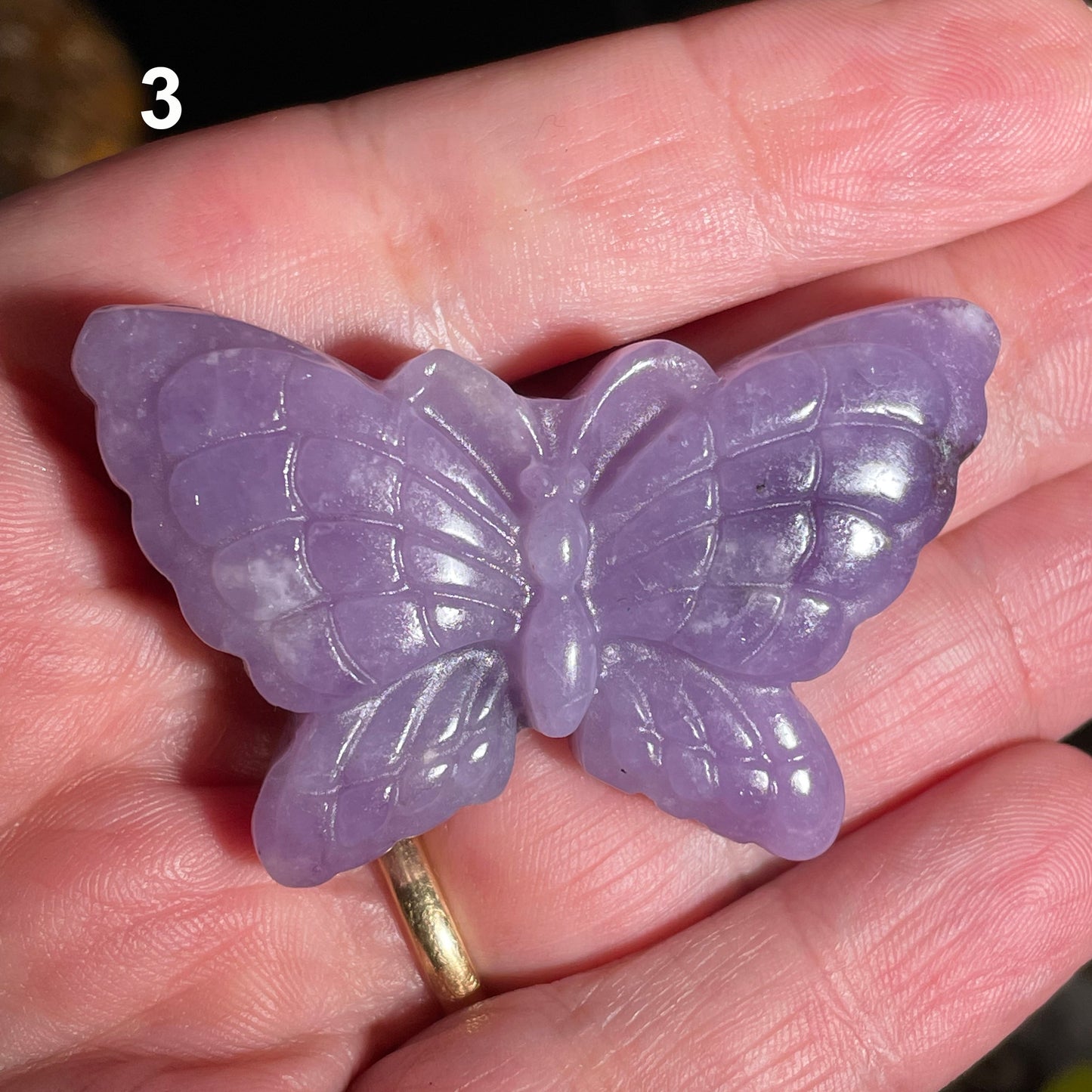 Lepidolite Butterfly Natural Crystal Carved 50 mm