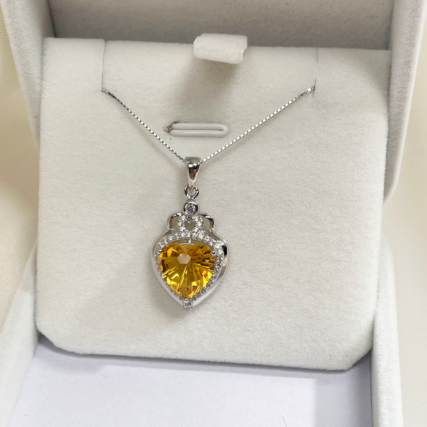 Citrine Gemstone Heart Necklace Silver 925 Gold Plated 14k