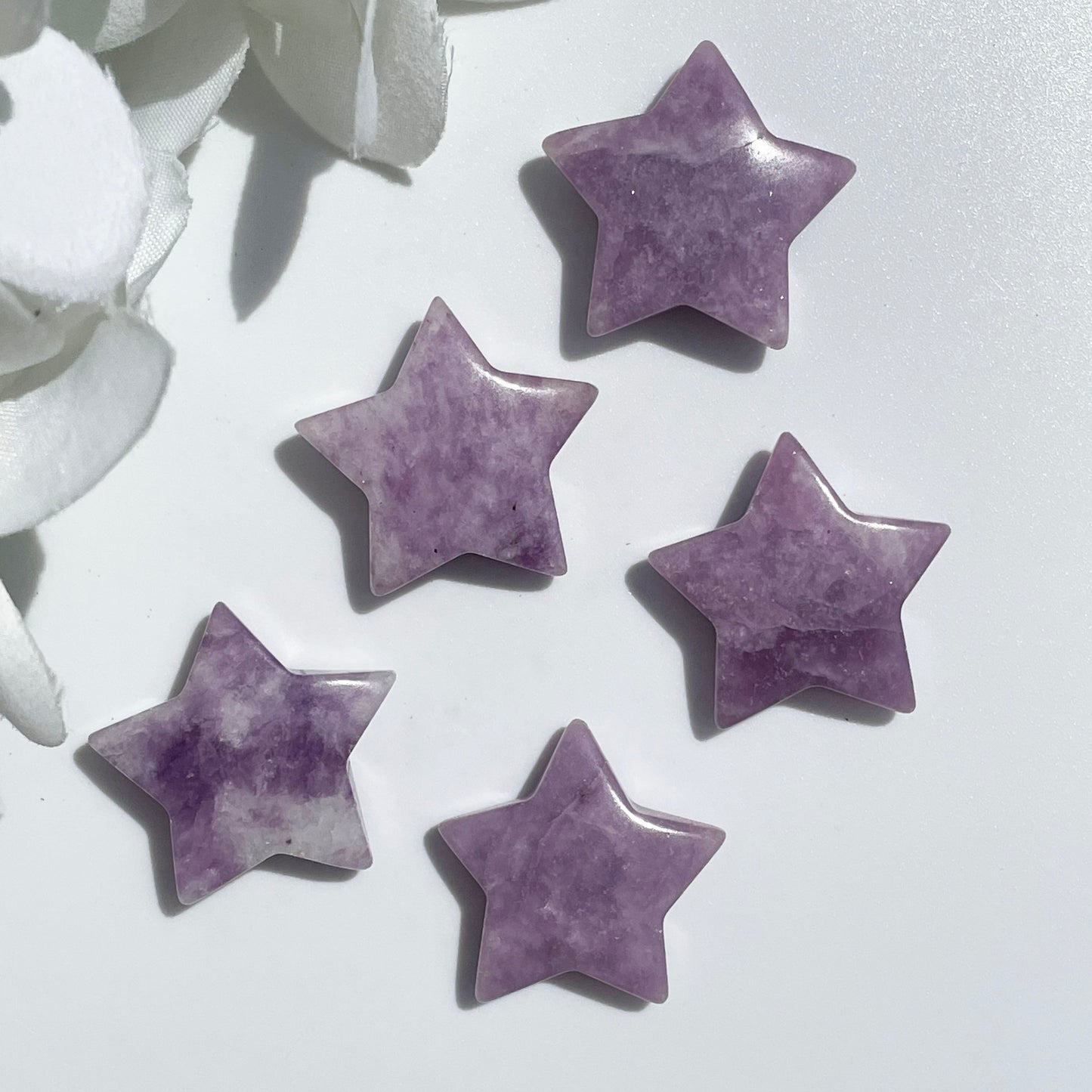 Two Lepidolite Star Natural Crystal 30 mm