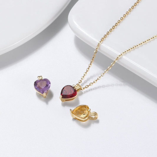 Amethyst Heart Necklace Silver 925 Gold Plated
